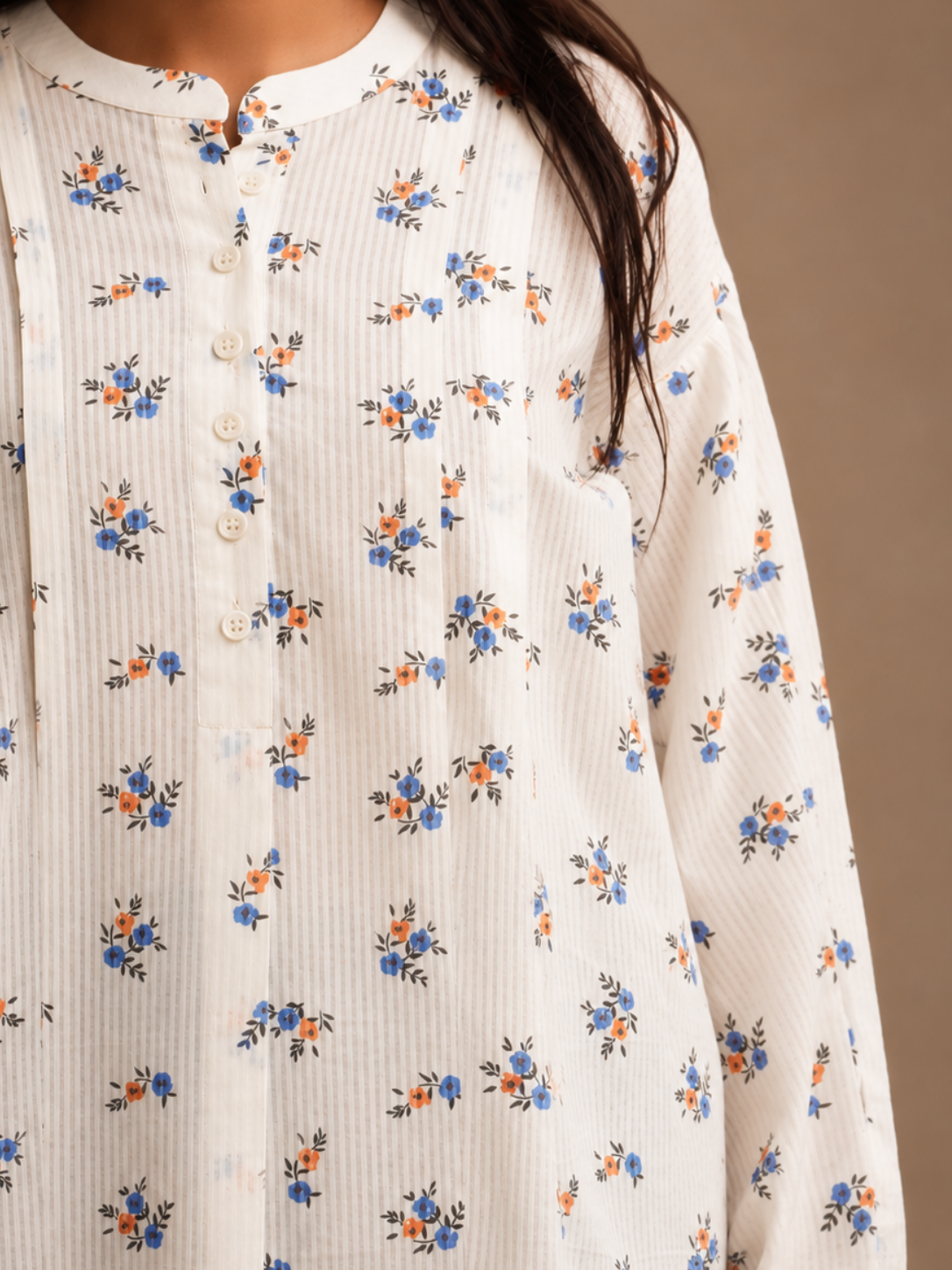 Front Button Placket - Printed Women Top