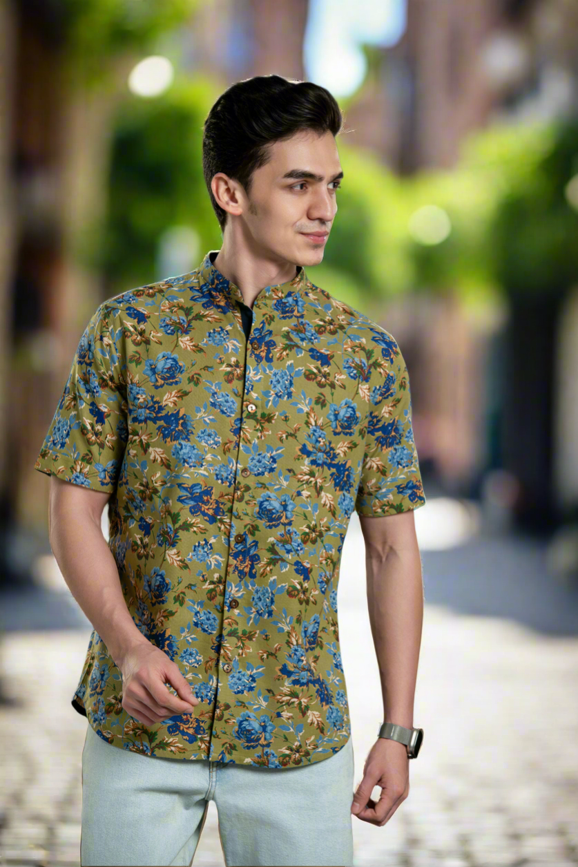Green Flotral men shirt