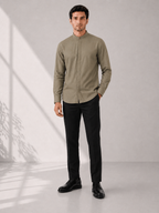 Green Textured Shirt for Mens