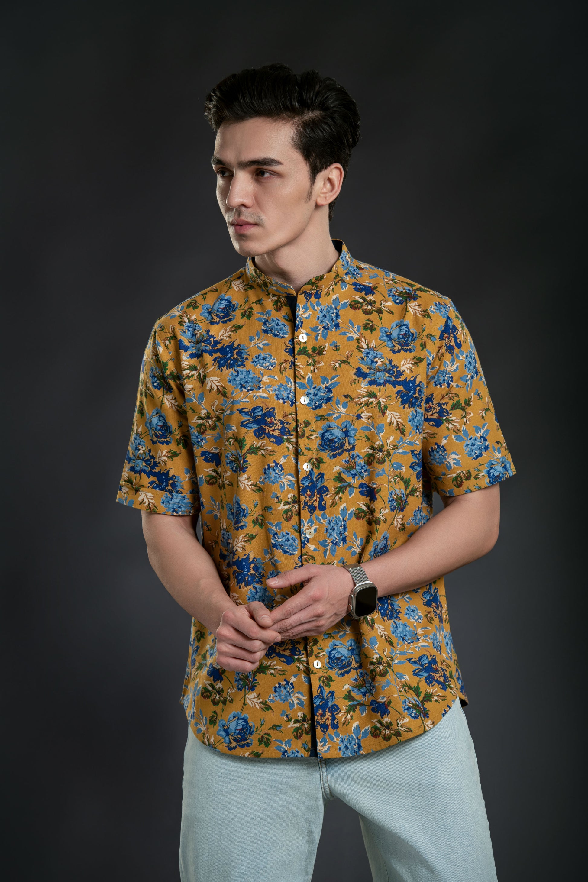 Half Sleeves mustard shirt