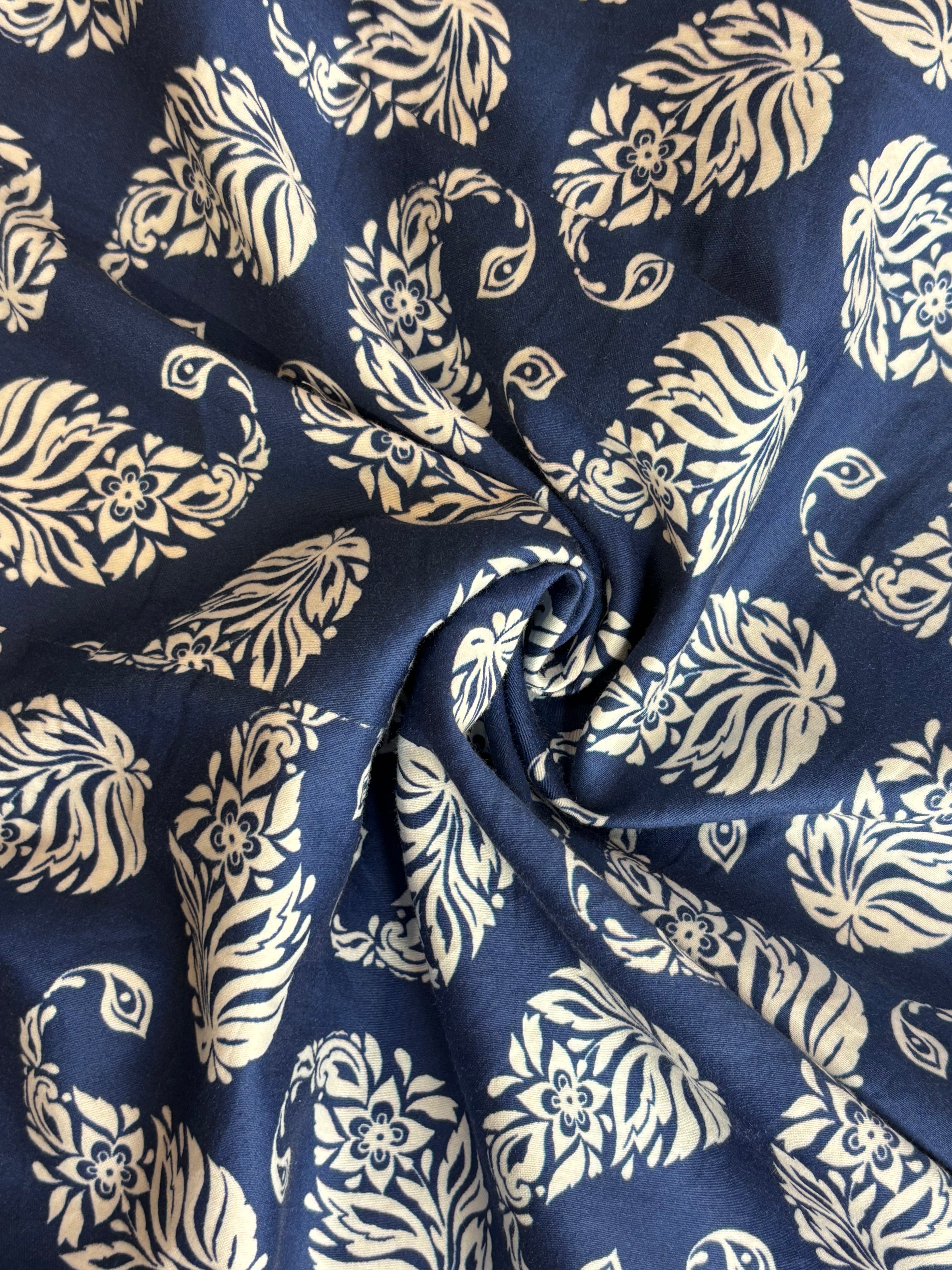 Blue Paisley Print Shirt Kurta