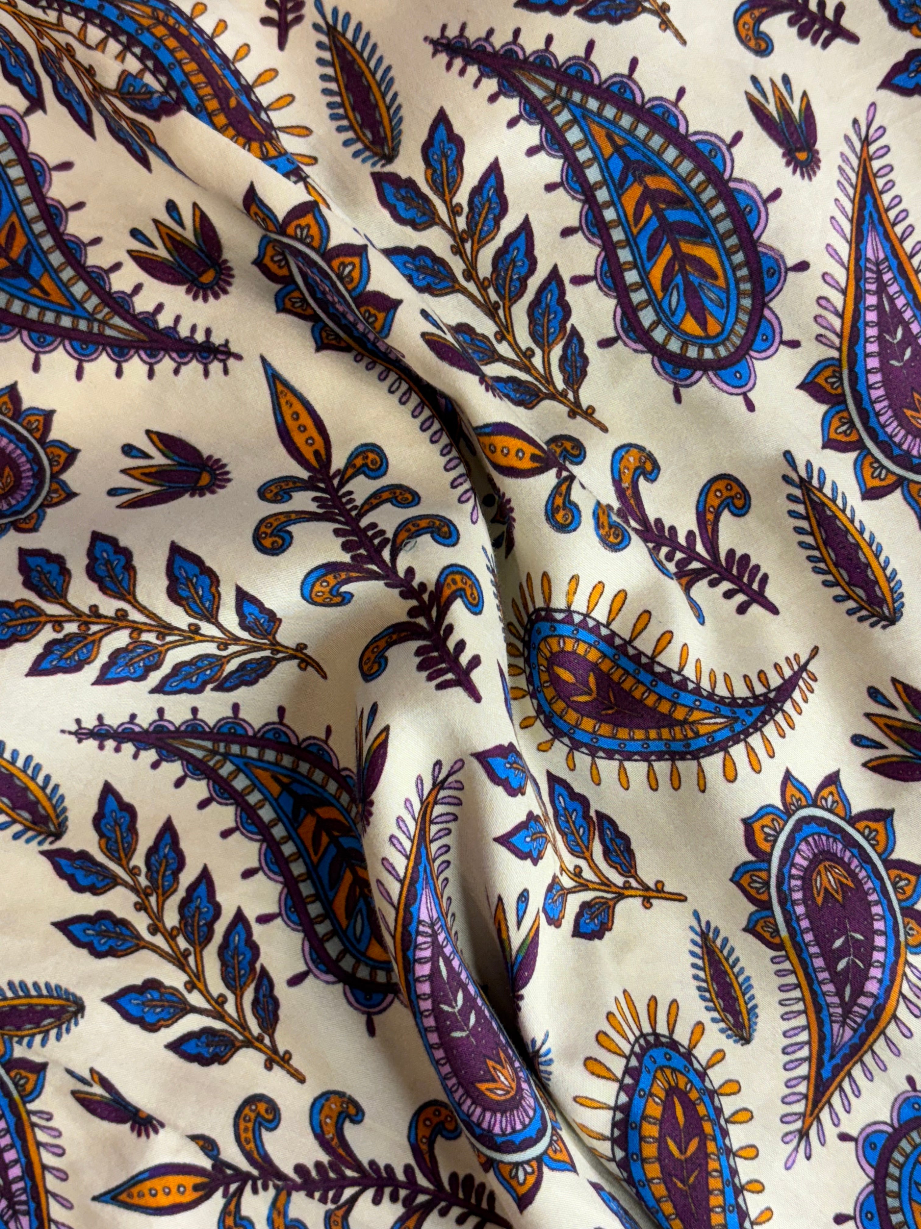 Crème Paisley Print Shirt Kurta
