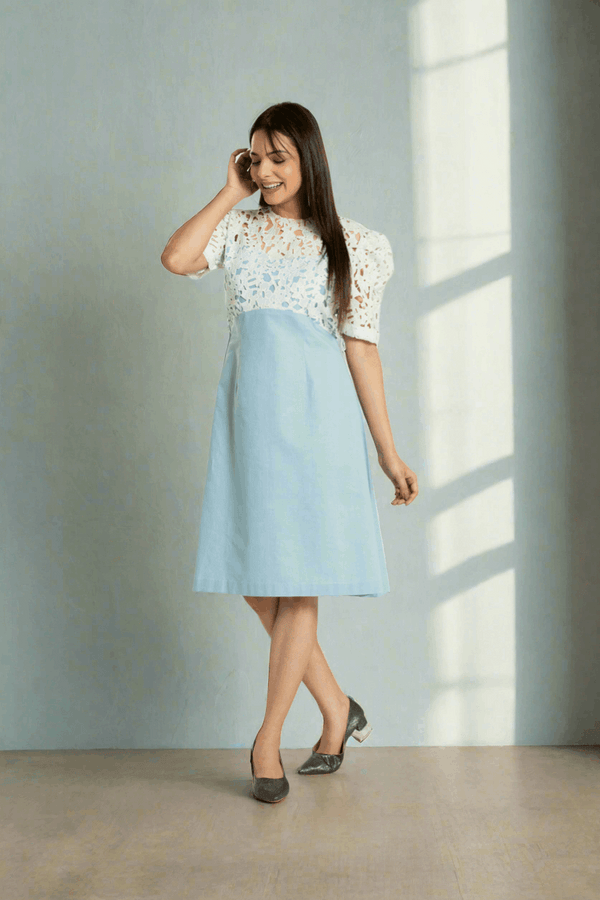 Women's Crochet Linen Dress Midi Dress