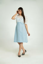 Women's Crochet Linen Dress Midi Dress