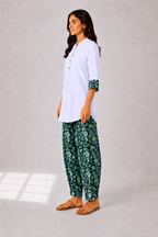 Ice Blue Kurta Green Salwar Set