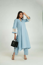 Ice Blue Pleated Coord Set