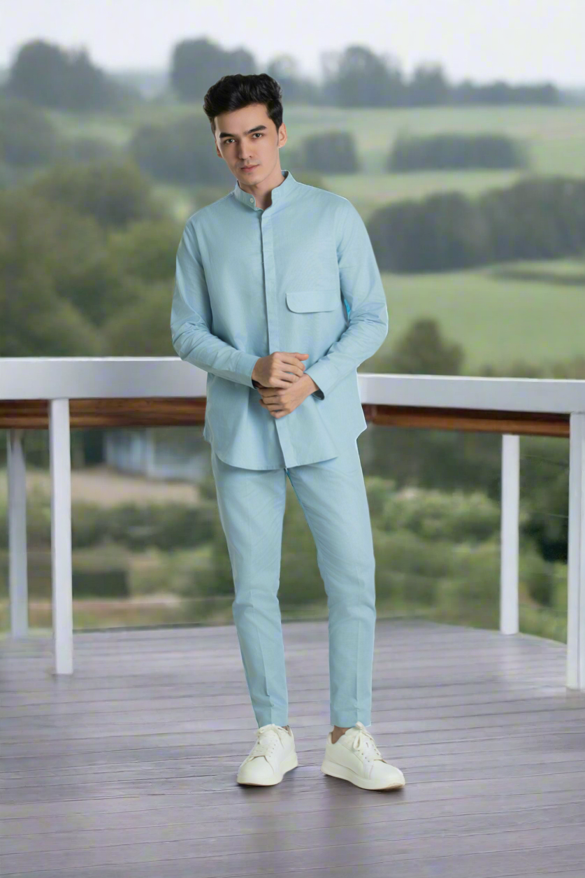 Ice blue co-ord set for men