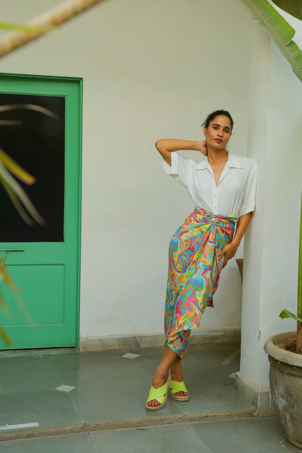 Multicolour Wrap Skirt Bottoms Printed Wrap Skirt