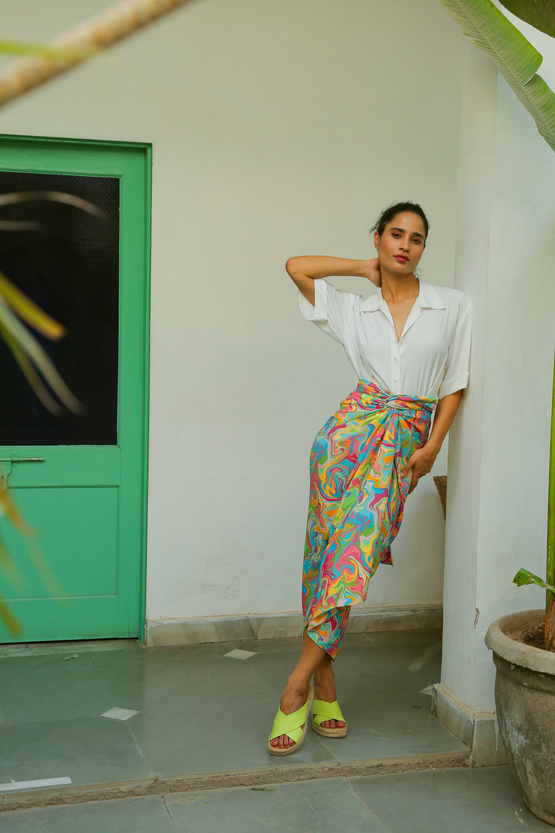 Multicolour Wrap Skirt Bottoms Printed Wrap Skirt