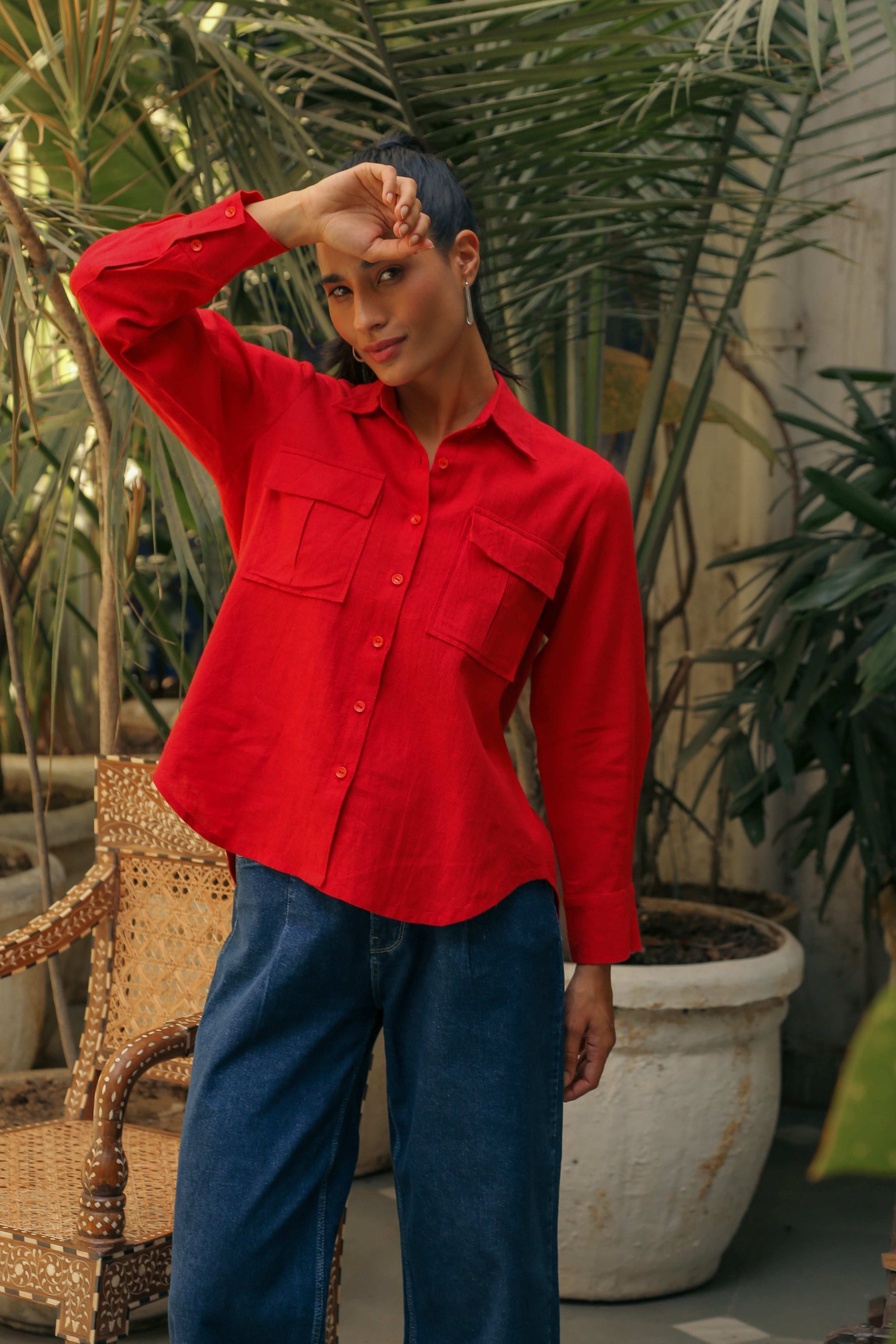 Women’s Linen Cotton Shirt Shirts Solid Linen Shirt