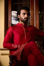 Kaynaat - Traditional & Modern Silk Collar Kurta Set for Men's Kurta Pant Set Kurta Pant Set