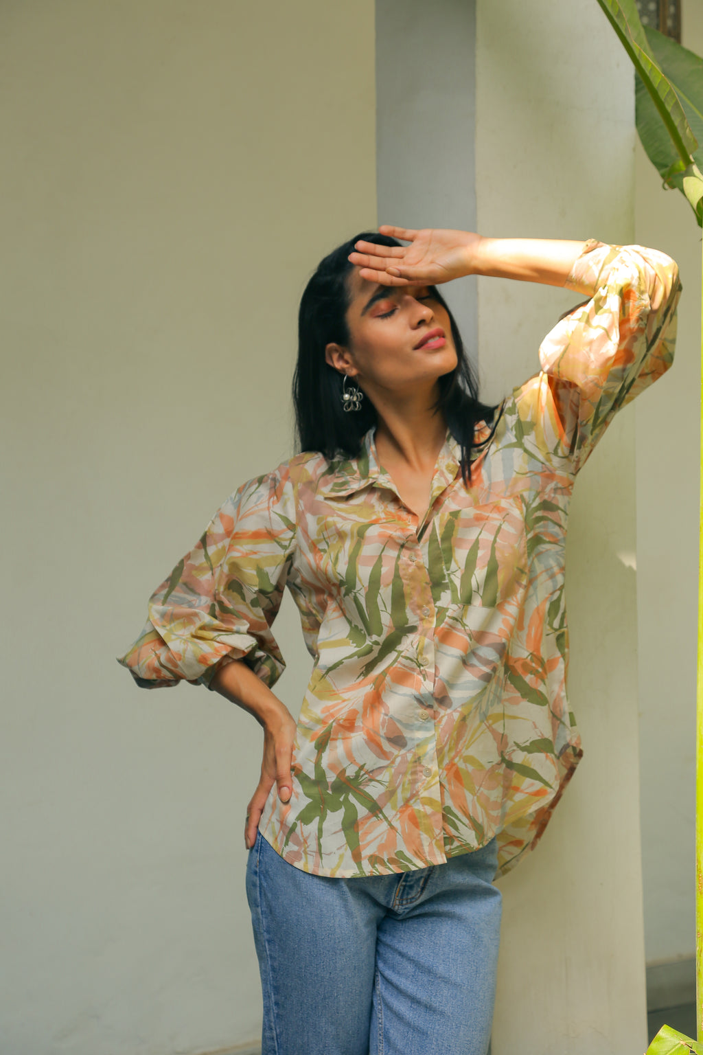 Women’s Printed Shirt with Bishop Sleeves