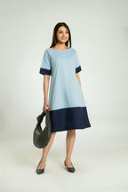 Women's Colour Blocked Dress Midi Dress