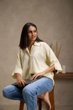 Lemon blossom - Linen Dolman Sleeve Shirt for Women Women's Shirt Women's Shirt