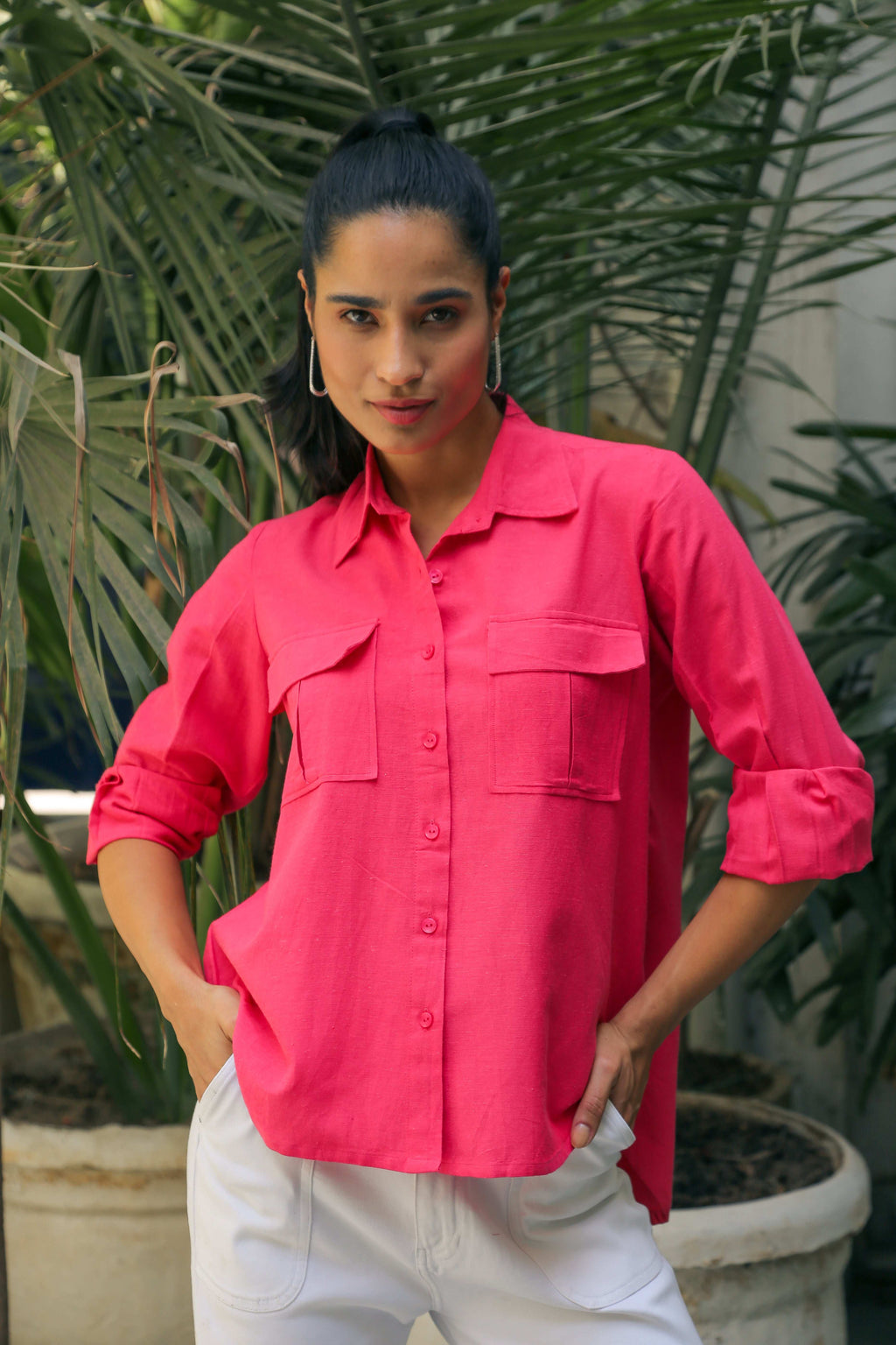 Women’s Linen Cotton Shirt Shirts Solid Linen Shirt