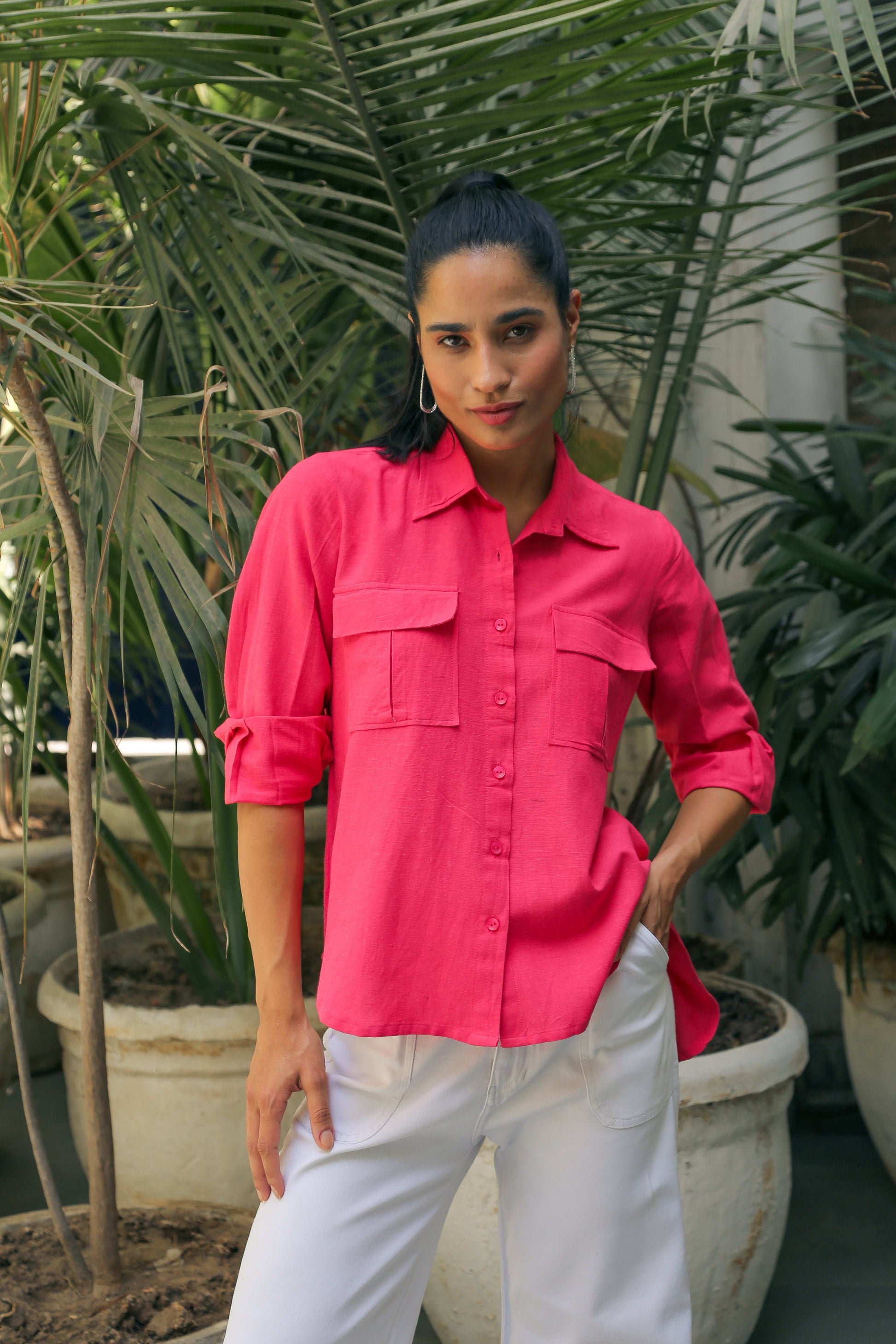 Women’s Linen Cotton Shirt Shirts Solid Linen Shirt