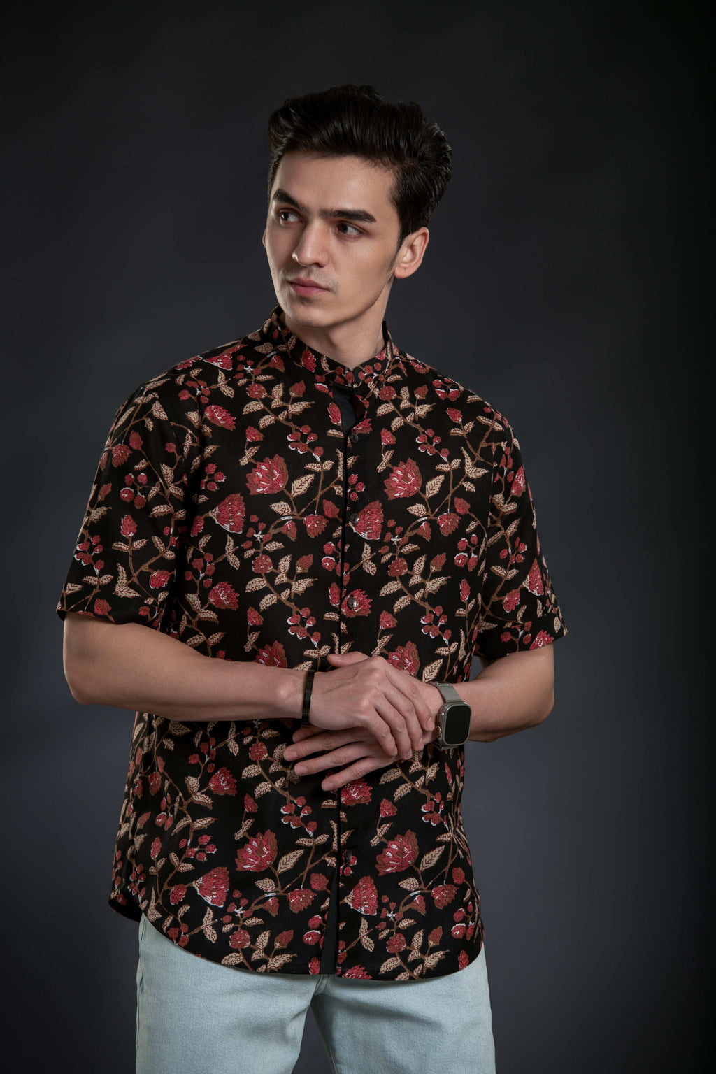Floral Short Sleeve Linen Shirt Casual Shirt