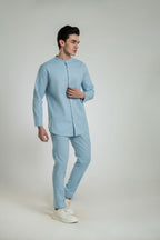 Men's Mandarin Collar Shirt Linen Co-Ord Co-Ord Set