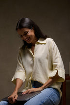 Lemon blossom - Linen Dolman Sleeve Shirt for Women Women's Shirt Women's Shirt