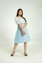 Women's Crochet Linen Dress Midi Dress