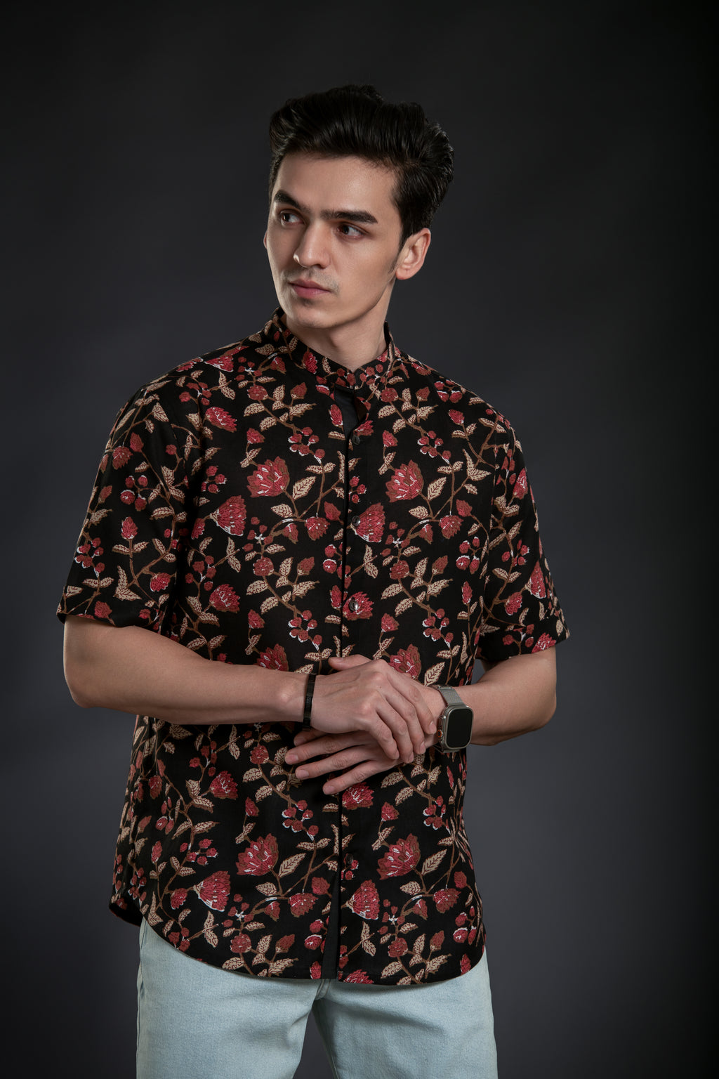 Linen cotton floral shirt