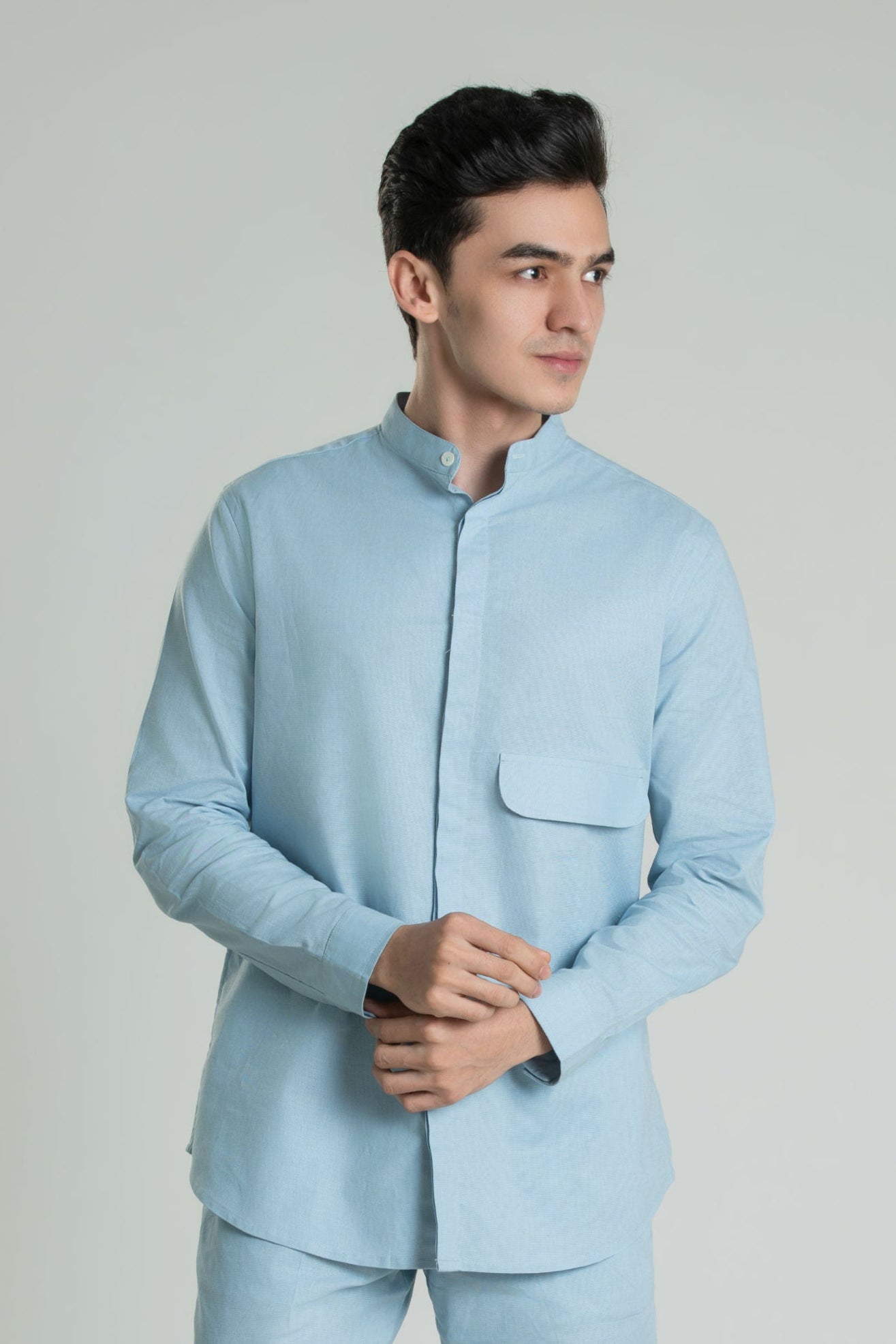 Linen ice blue shirt