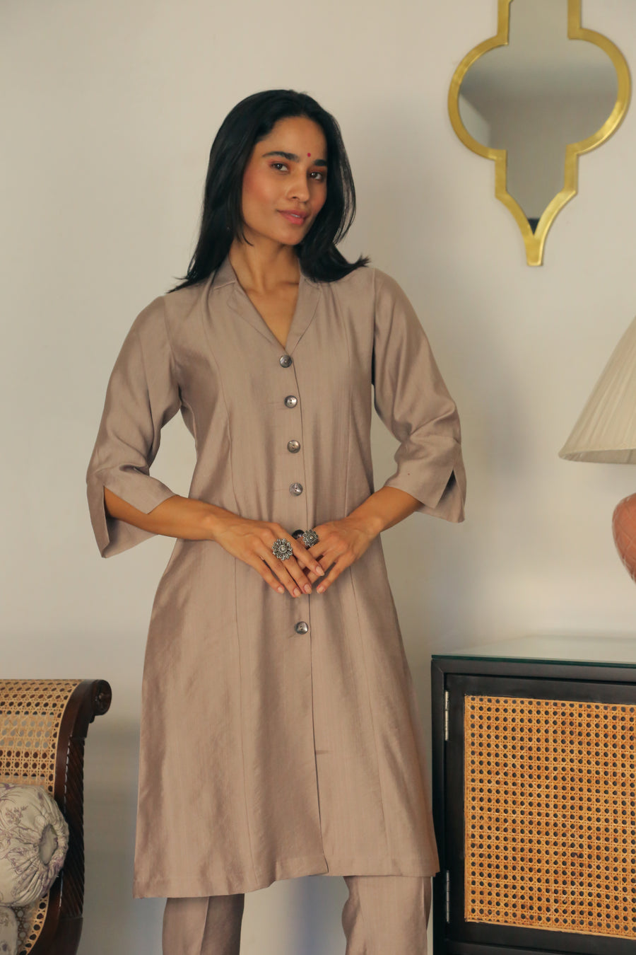 Women’s Greyish Brown Co-Ord Set Co-Ord Set Long Co-Ord Set