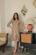 Women’s Greyish Brown Co-Ord Set Co-Ord Set Long Co-Ord Set