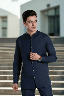 Temple Mandarin Collar Linen Shirt