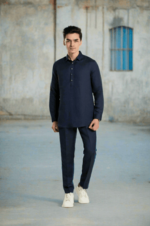 Styled Point Collar Linen Lounge Coord Set