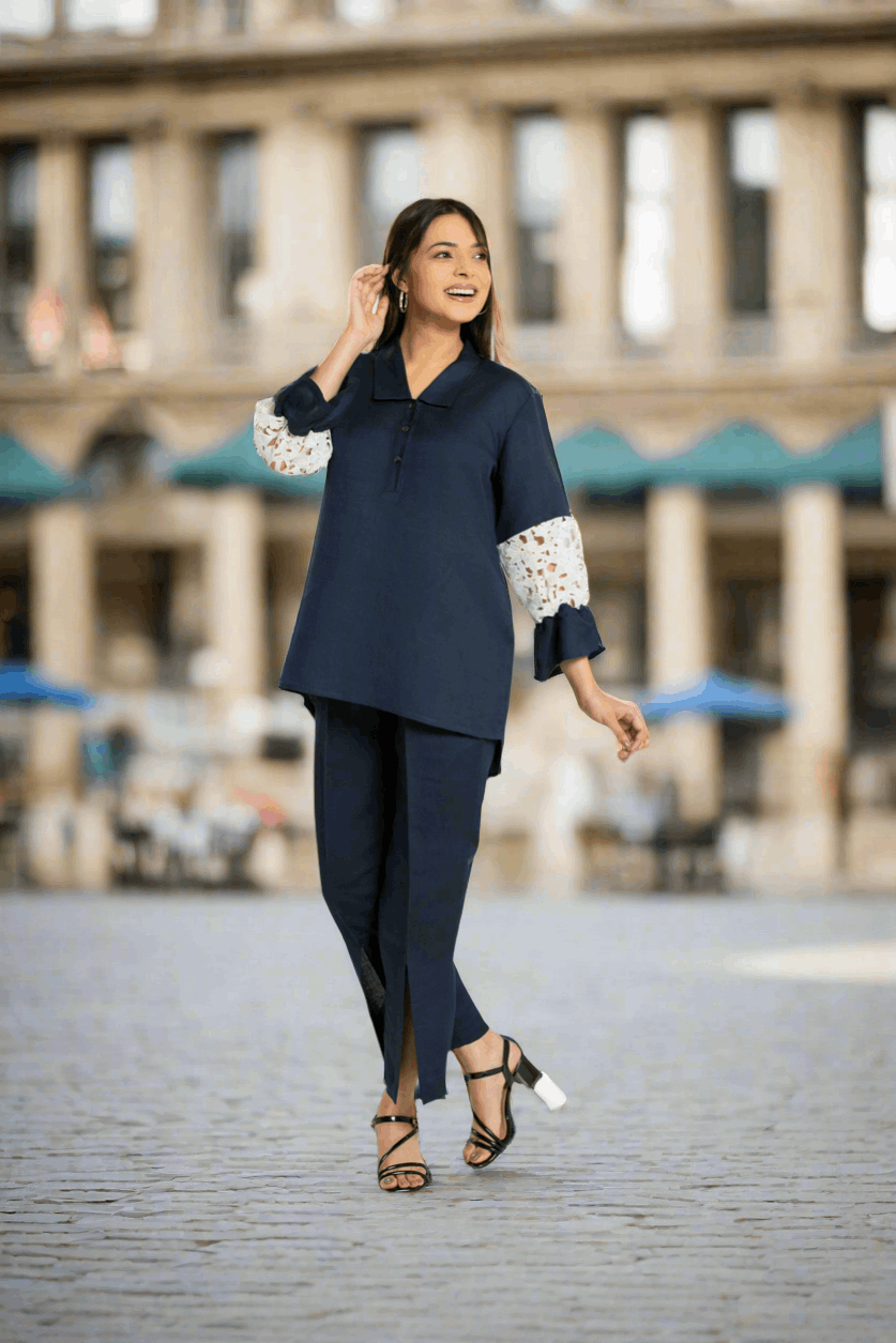 Women's Crochet Sleeve Short coord set Short Co-Ord Set