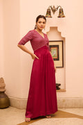 Nura - V Neckline Silk Comfort & Festive Jumsuit for Women's Fusion Jumpsuit Fusion Jumpsuit