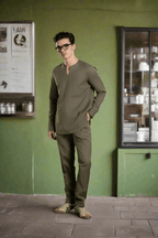 Minimal V-Neck Linen Co-Ord Co-Ord Set
