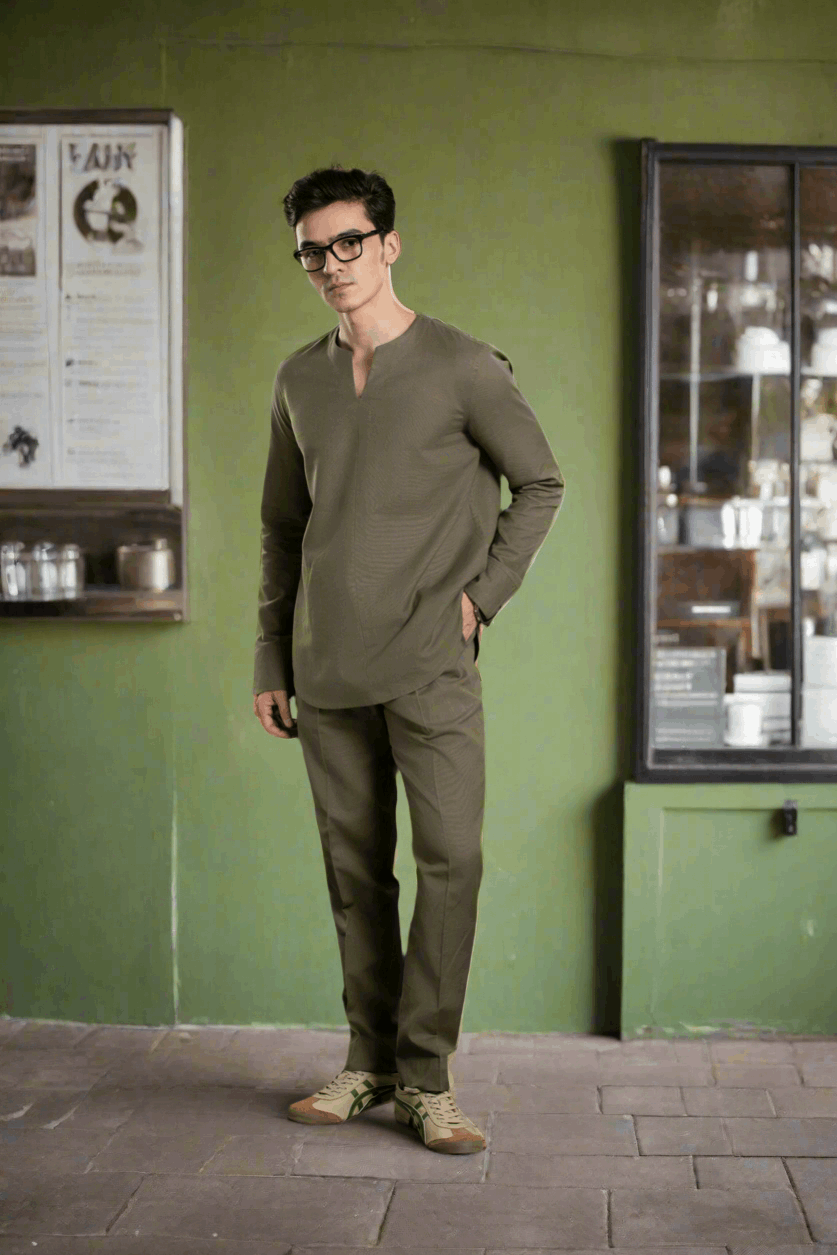 Minimal V-Neck Linen Co-Ord Co-Ord Set