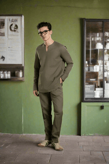 Minimal V-Neck Linen Co-Ord