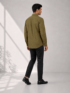 Olive Green Striped Short Kurta – back view