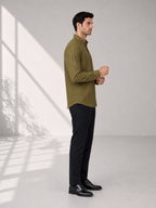 Olive Green Striped Short Kurta – side view
