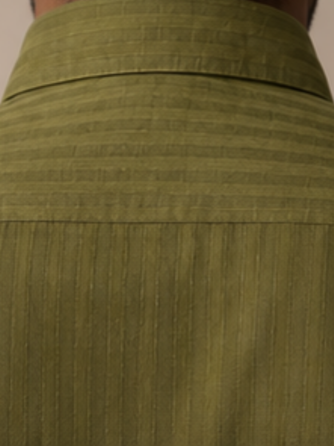 Olive Green Stripes Short Kurta back view