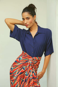 Women’s Deep Blue Crop Shirt