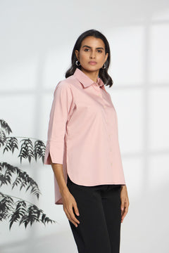 Pale Pink - Cotton Satin Formal Shirt for Women