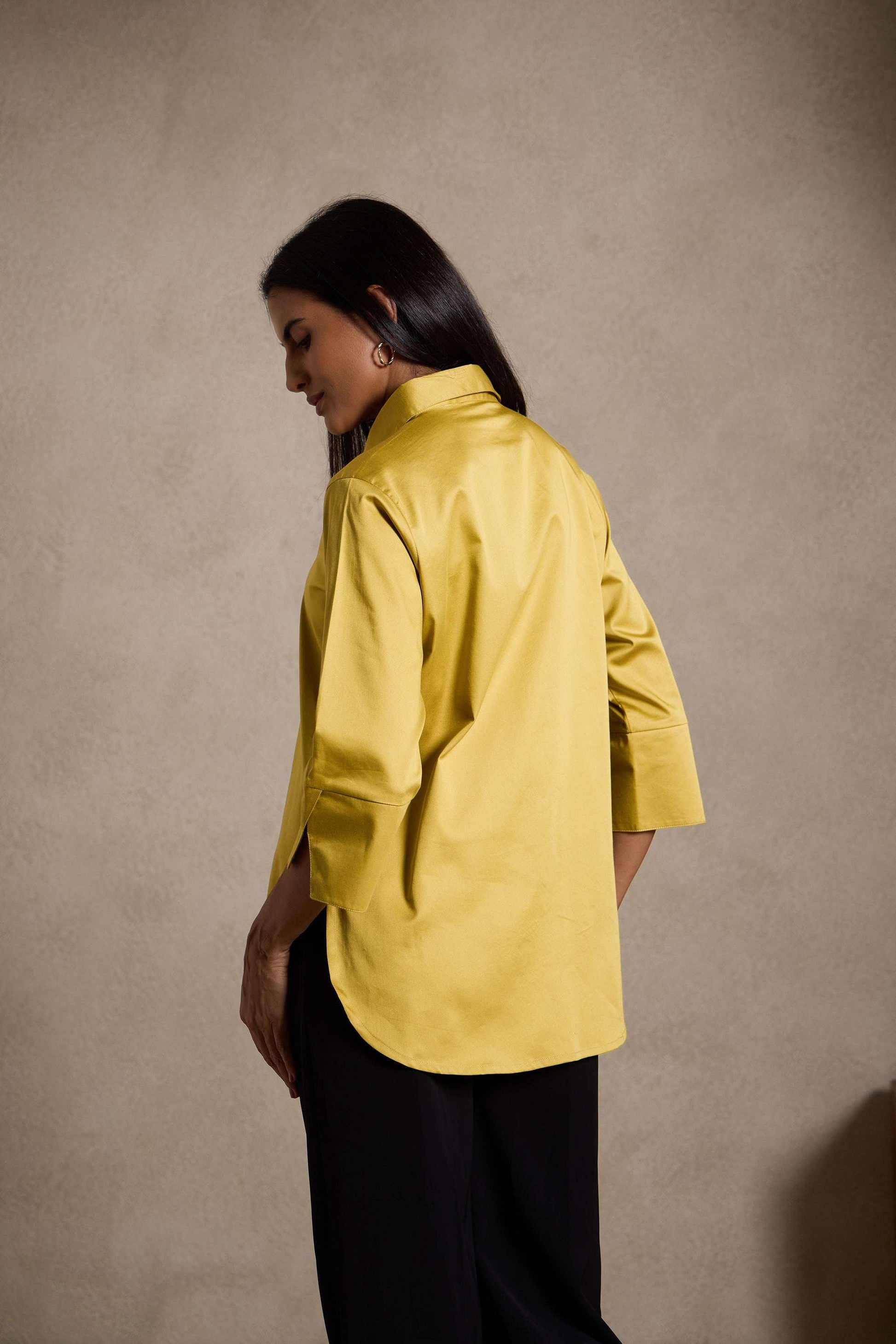 Gold Yellow - Cotton Satin Formal Shirt for women Women's Shirt Women's Shirt