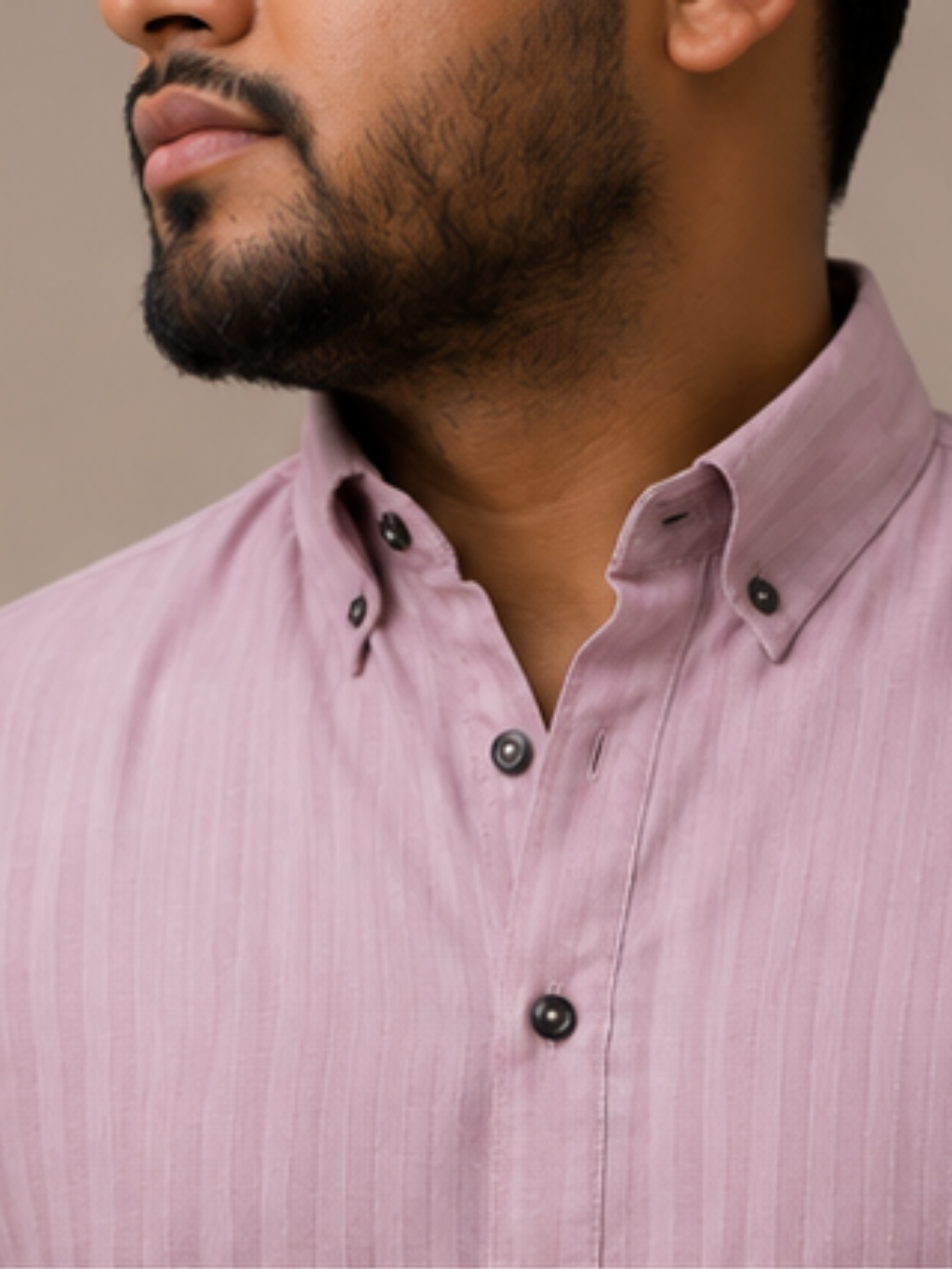 Pink Short Kurta - Mandarin Collar Detail