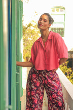 Women’s Rose Pink Crop Shirt Shirts Solid Crop Shirt