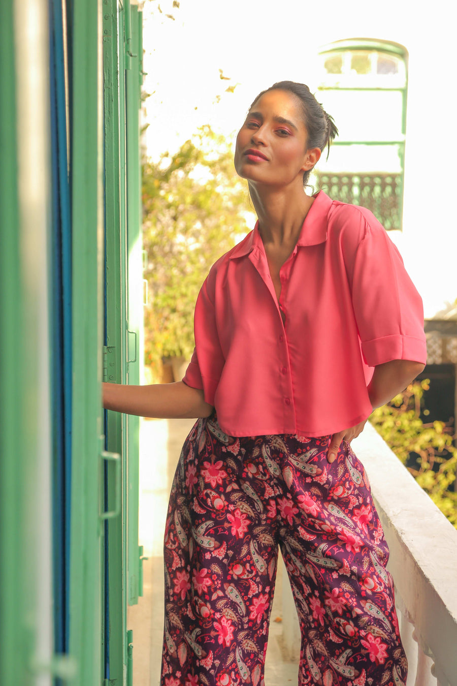 Women’s Rose Pink Crop Shirt Shirts Solid Crop Shirt