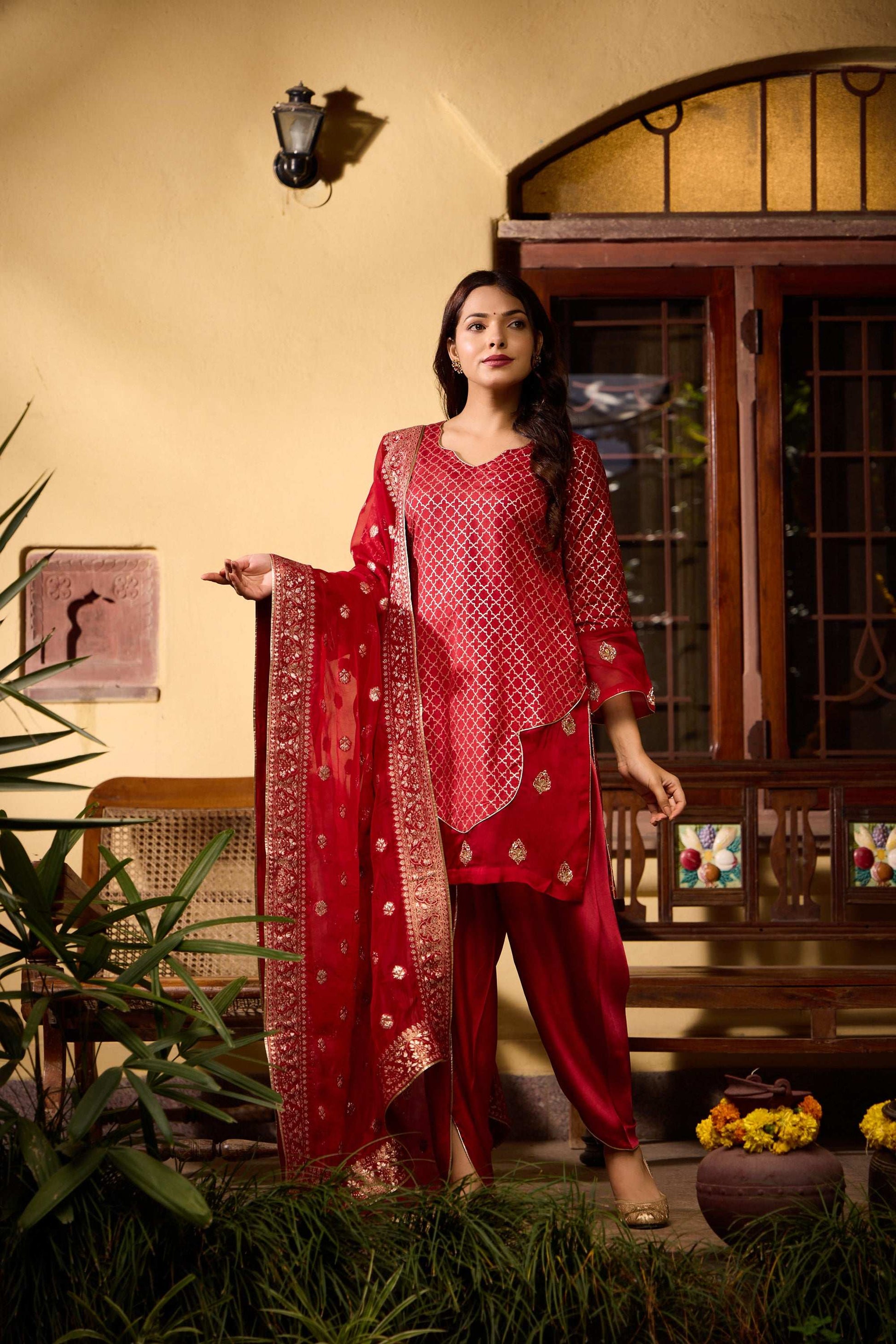 Qurat - Embroidery & Temple Pitta work Women's Co-ord Set Atarasva