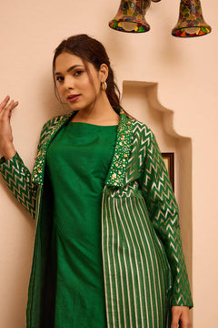 Reva - Green Pattern Dynamic & Stylish Embroidered Women's Dress