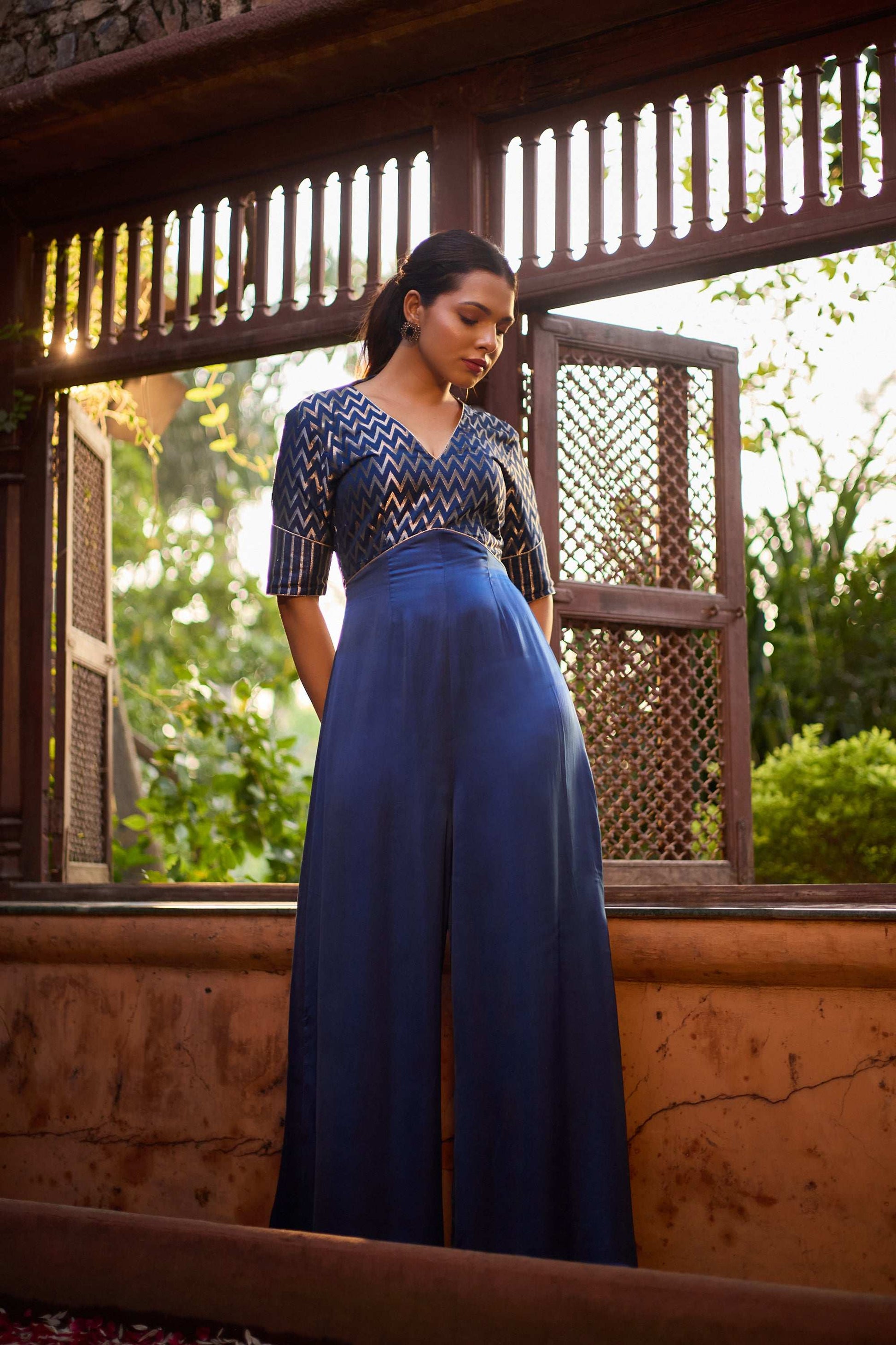Rehmat & Riyaaz - Blue Festive Kurta with Jumpsuit Twin Set Twinning Statement