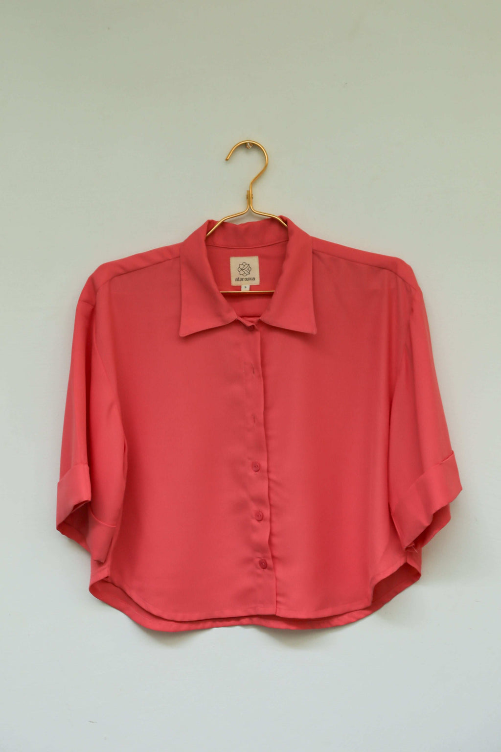 Women’s Rose Pink Crop Shirt Shirts Solid Crop Shirt