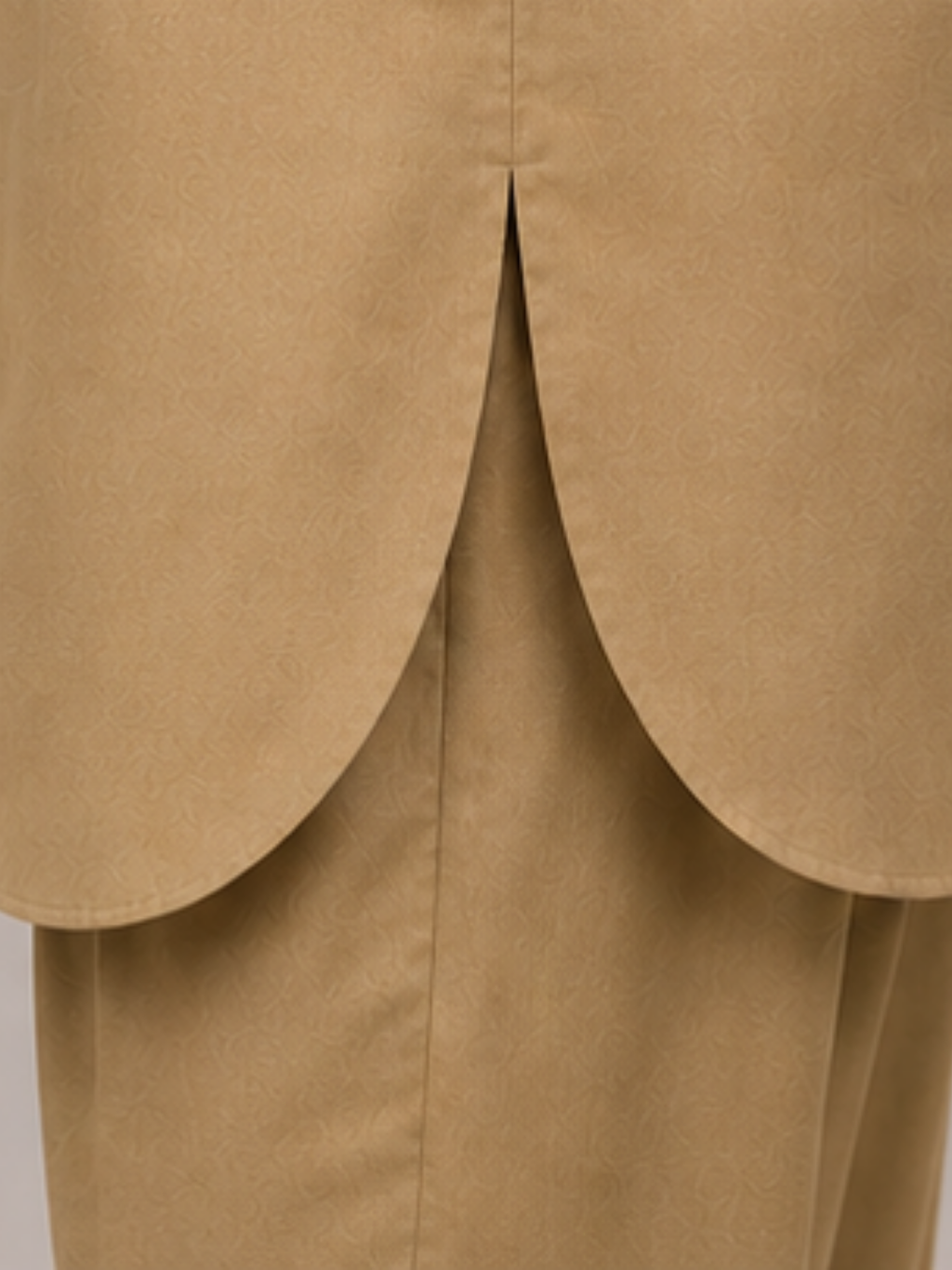 Round Hemline Beige Pathani Kurta Set
