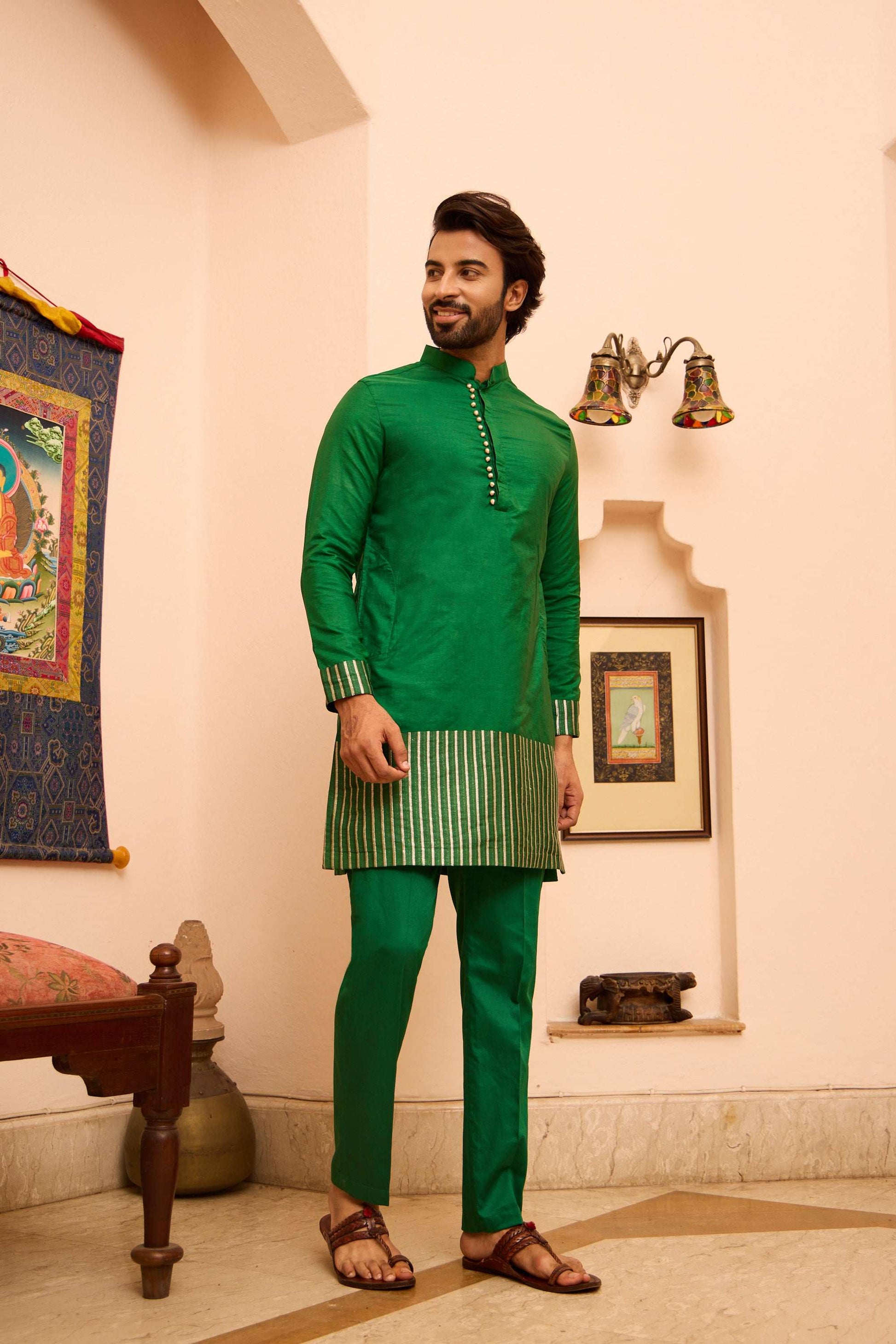 Rubab & Reva - Potli Buttons with Embroidered Collar Twin Set Twinning Statement